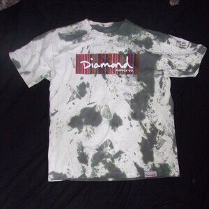 diamond supply size large mens work out tee shirt tie dyed